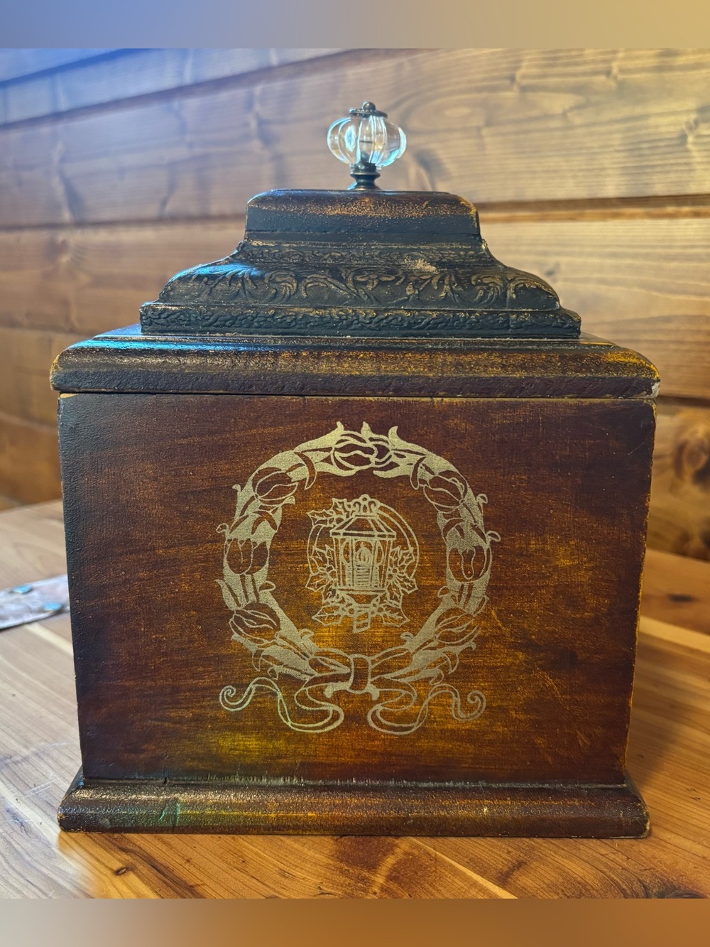 Vintage Felt Lined Wooden Box
